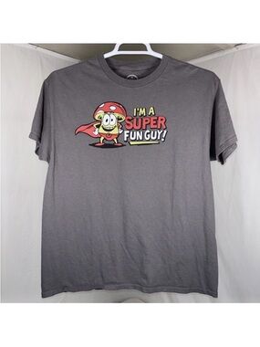 Gray Graphic Tee "I'm a Super Fun Guy" Men’s size Large. New